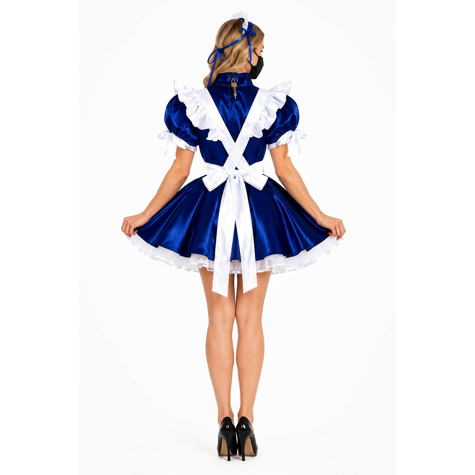 blue satin dress G2032