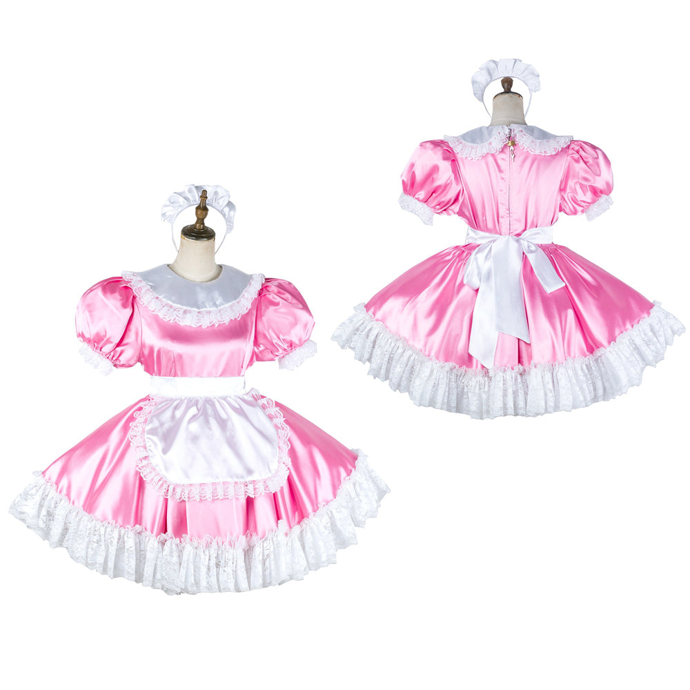 pink satin dress G2033