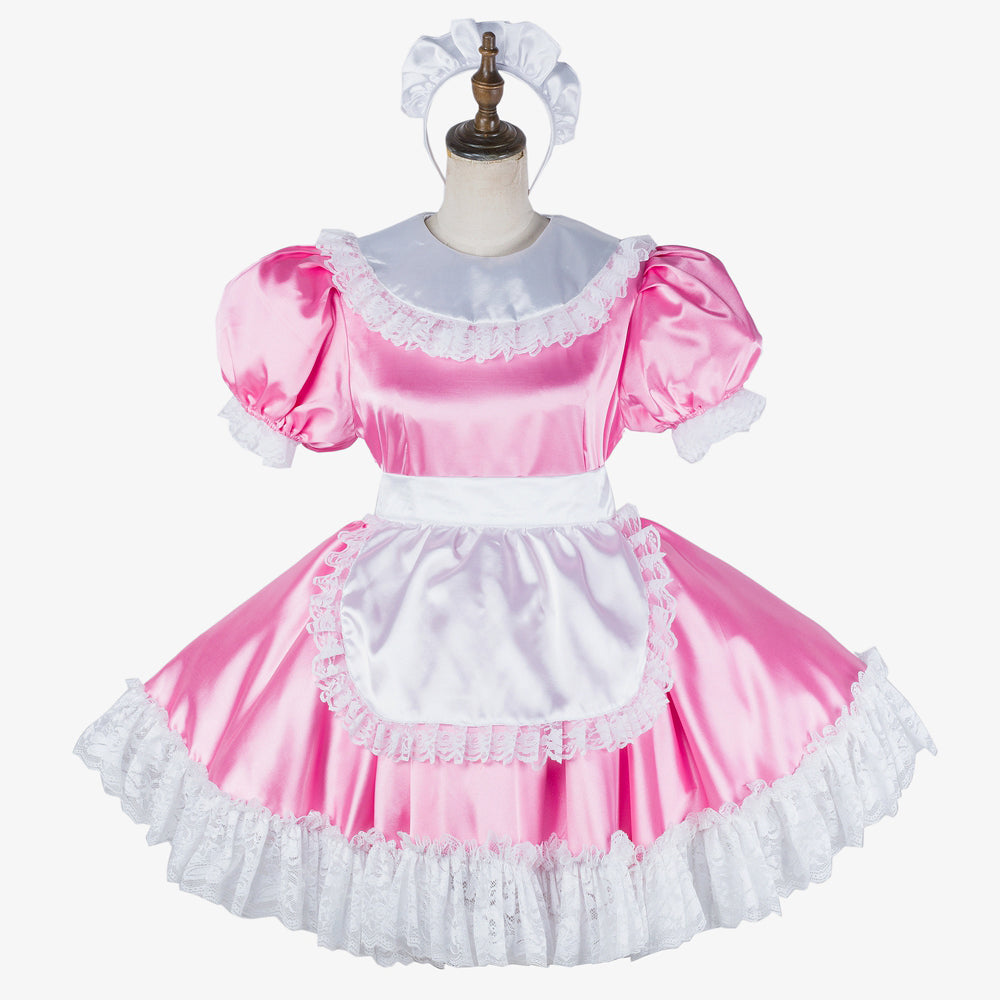 pink satin dress G2033