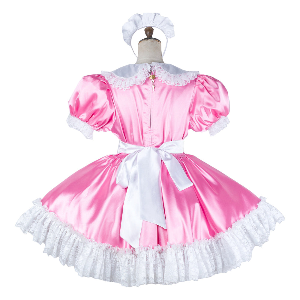 pink satin dress G2033