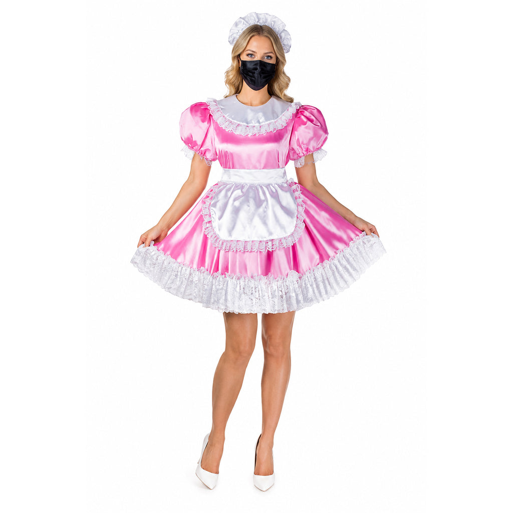 pink satin dress G2033
