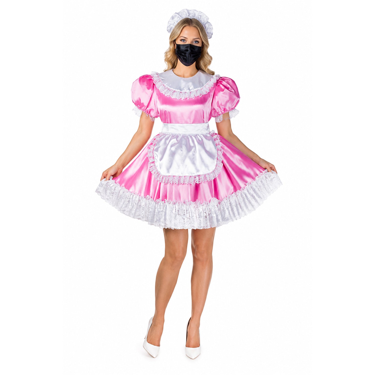 pink satin dress G2033