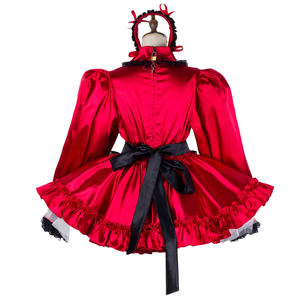 red satin dress G2034