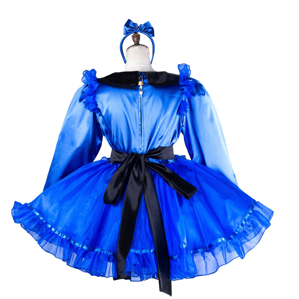 blue satin dress G2035