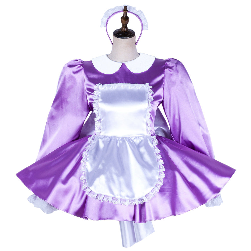 Purple satin dress G2036