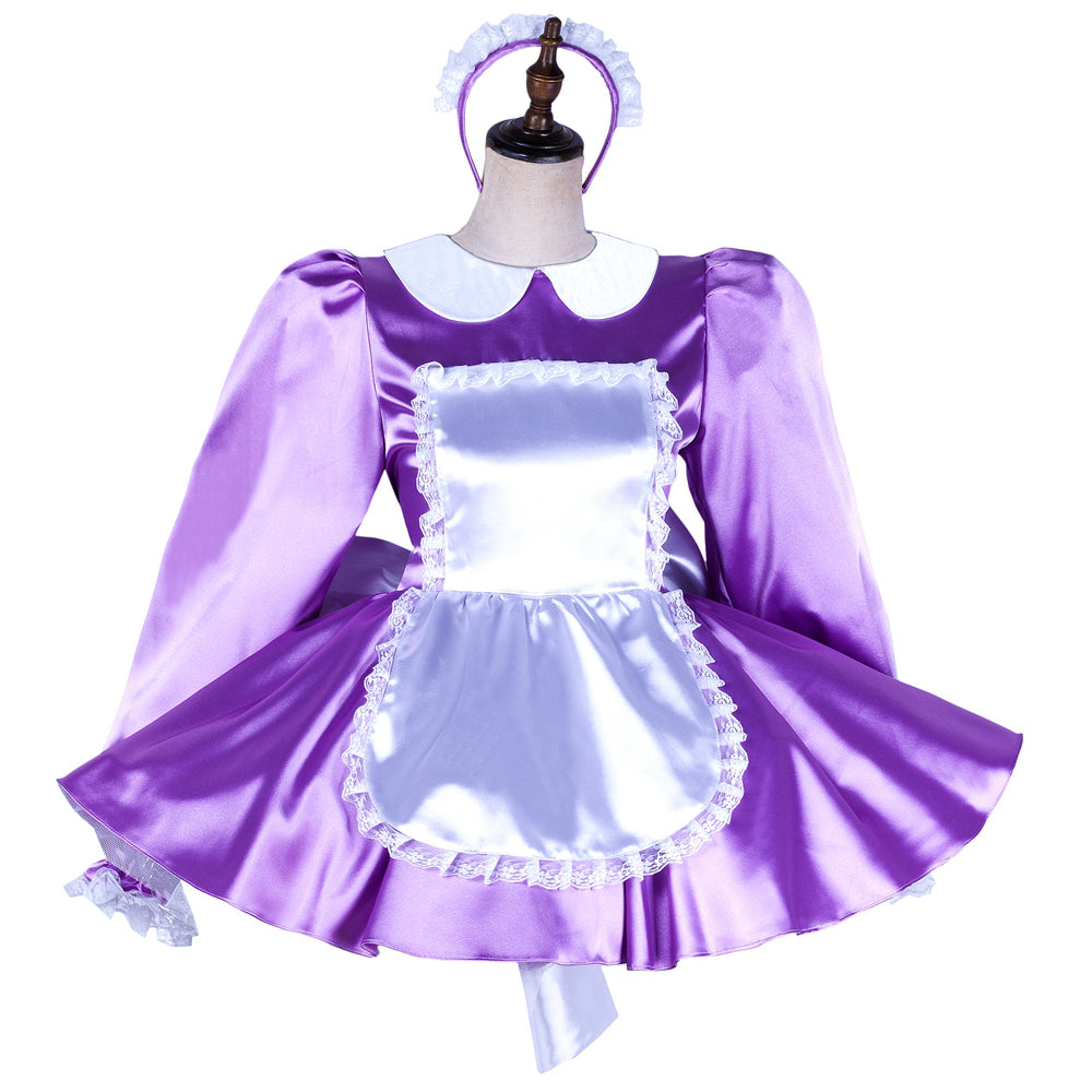 Purple satin dress G2036