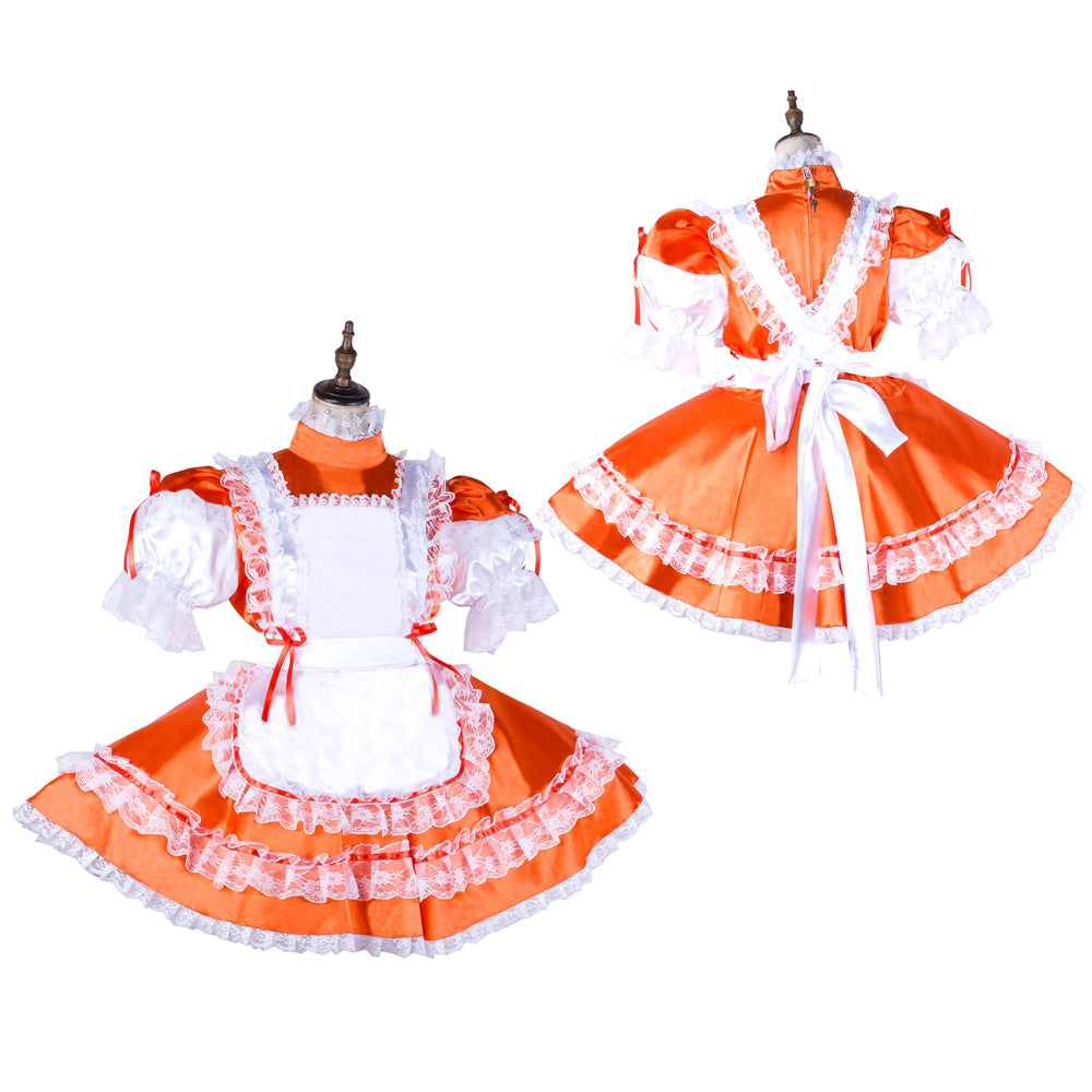orange satin dress G2038