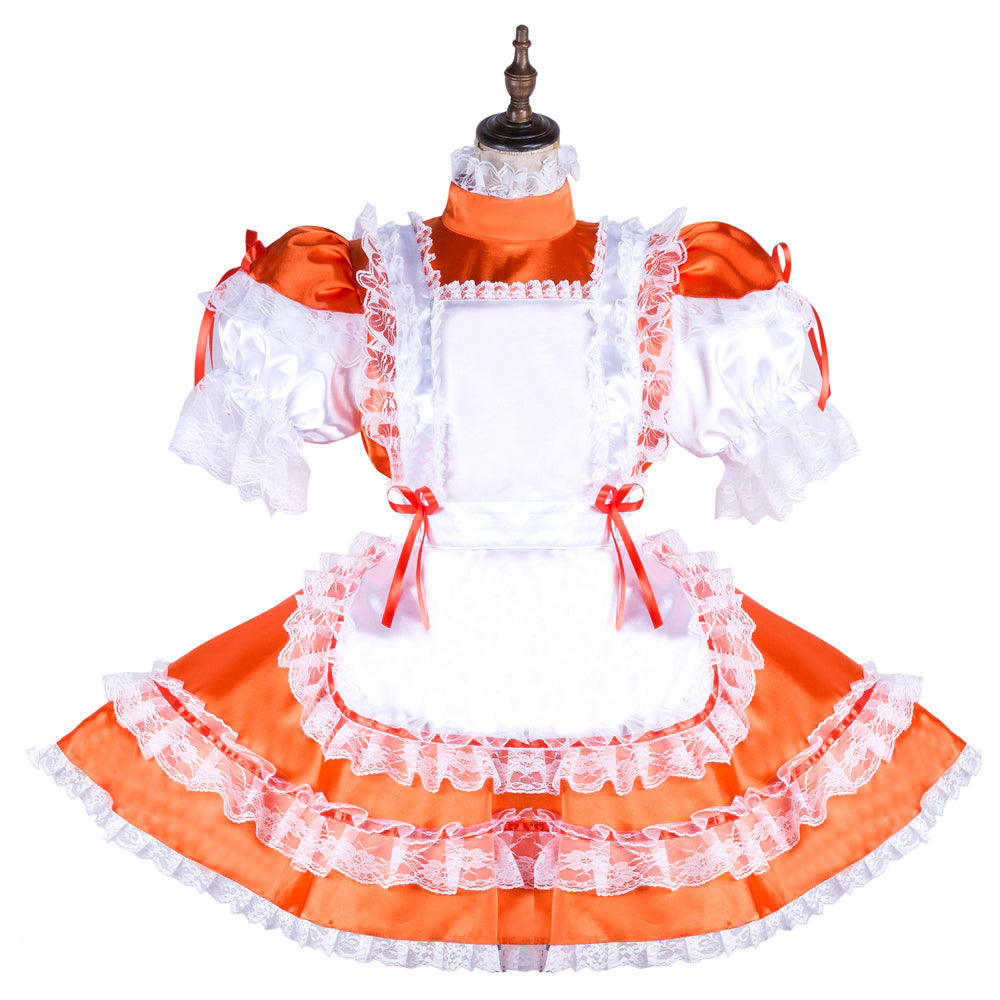 orange satin dress G2038