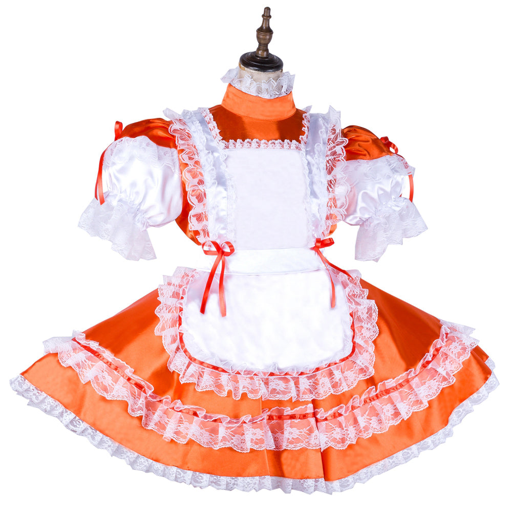 orange satin dress G2038