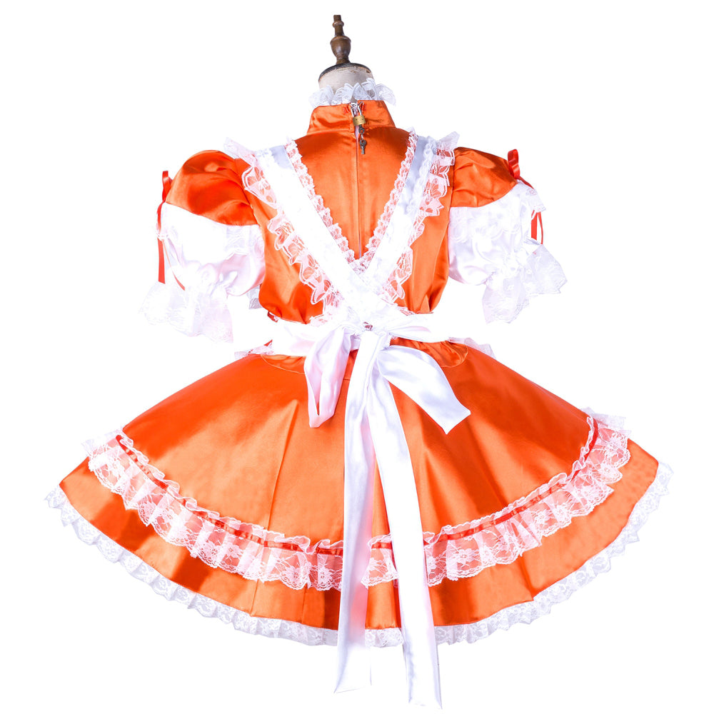 orange satin dress G2038