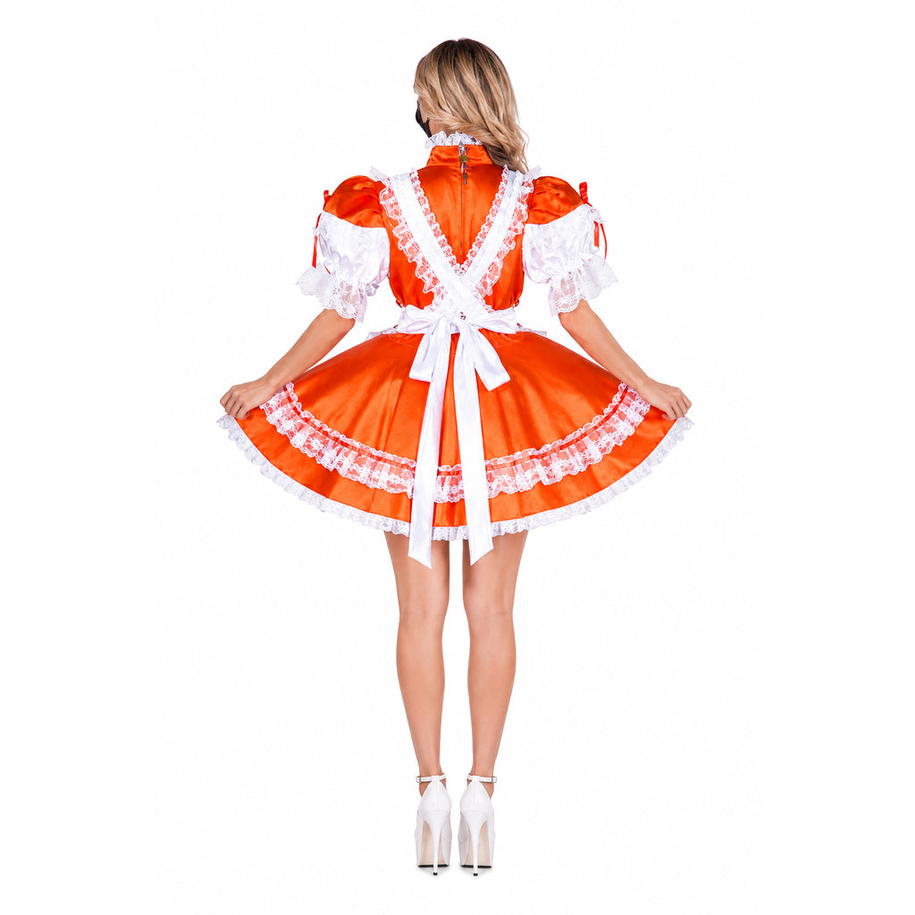 orange satin dress G2038