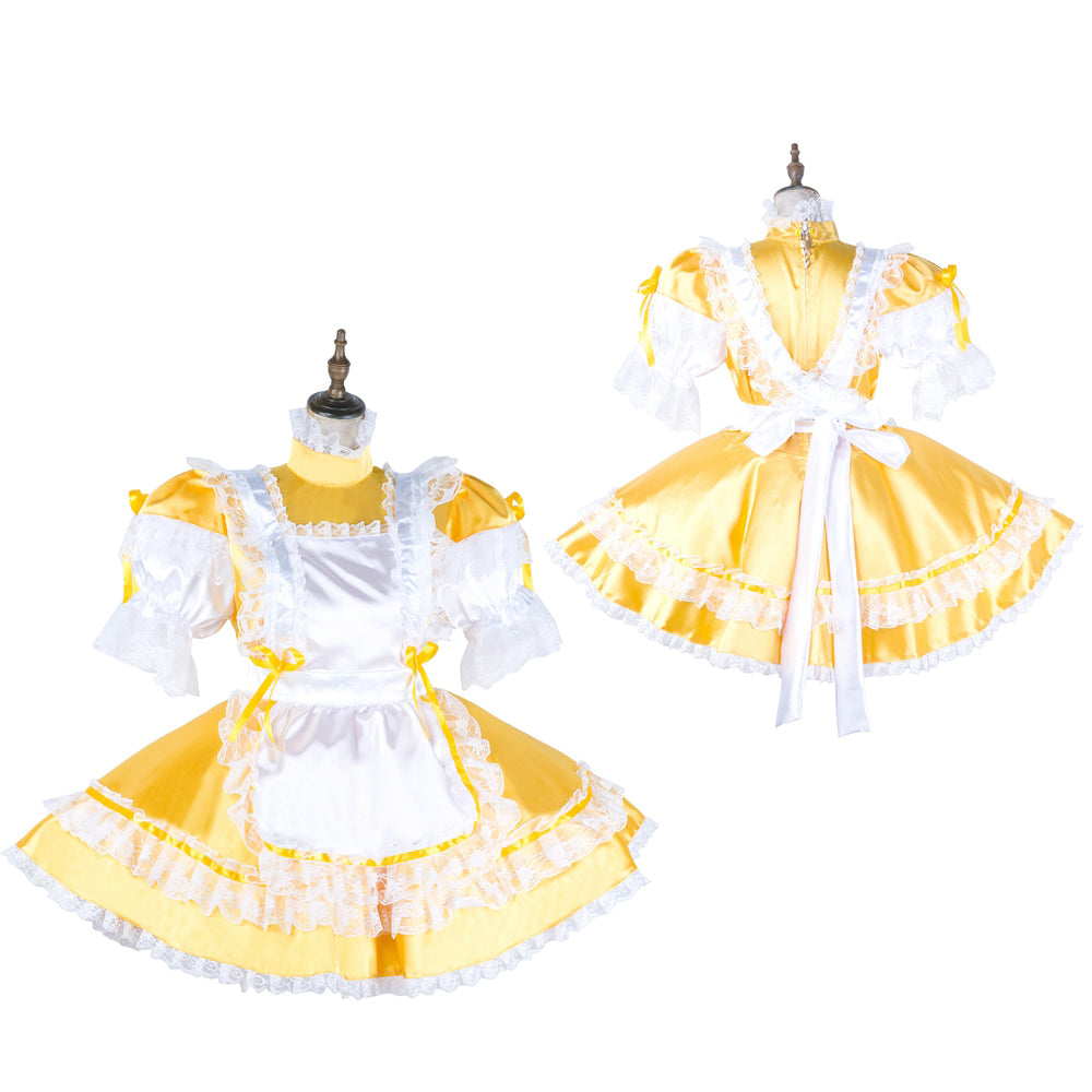 yellow satin dress G2039