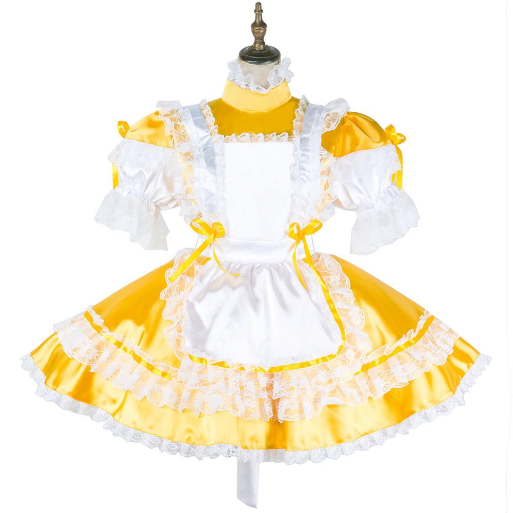 yellow satin dress G2039