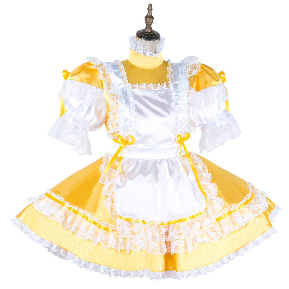 yellow satin dress G2039