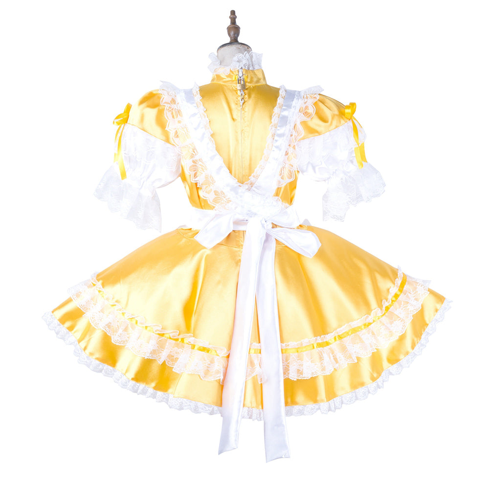 yellow satin dress G2039