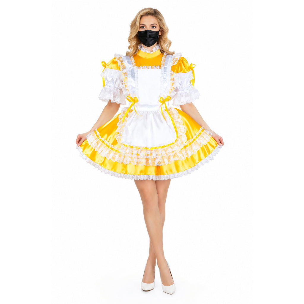 yellow satin dress G2039