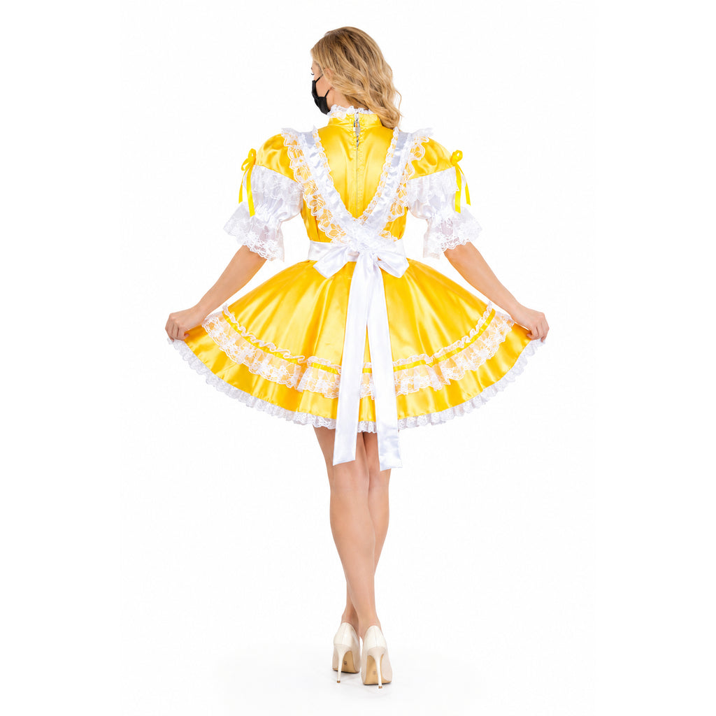 yellow satin dress G2039