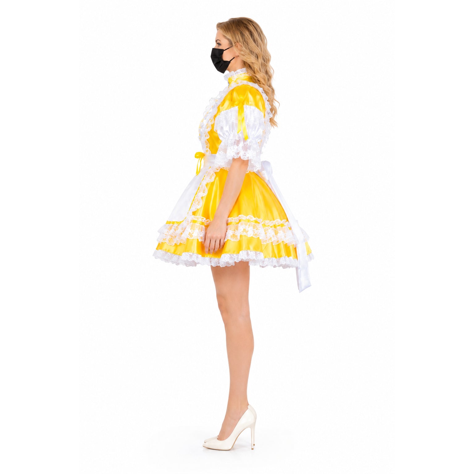 yellow satin dress G2039