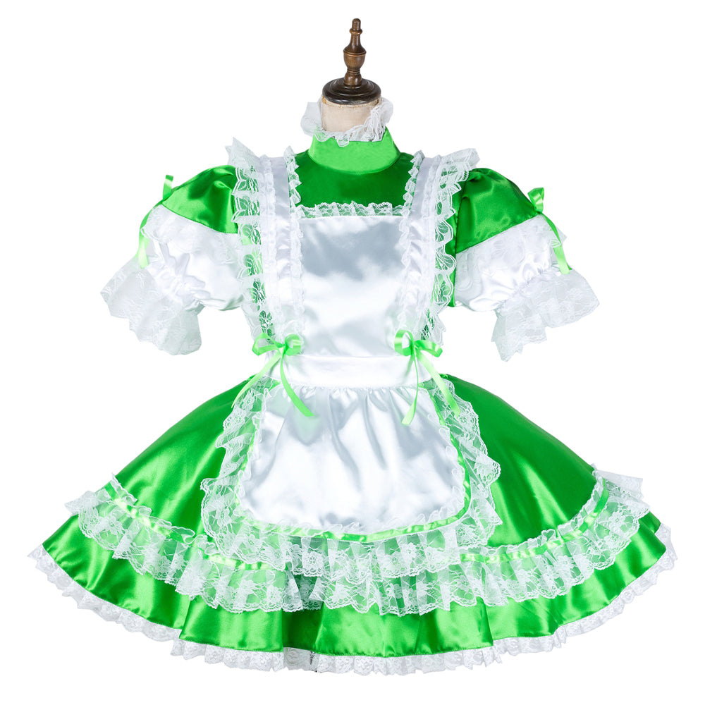 green satin dress G2040
