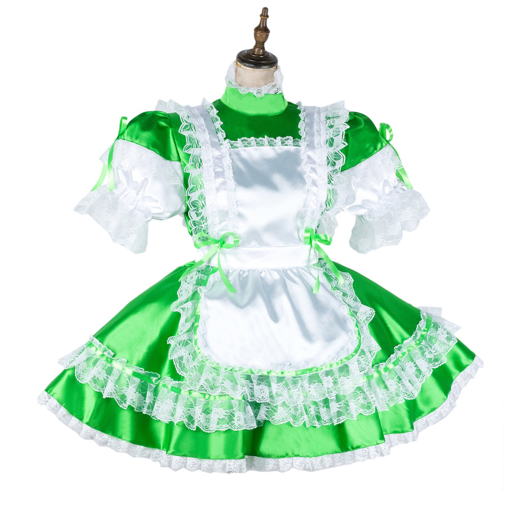 green satin dress G2040
