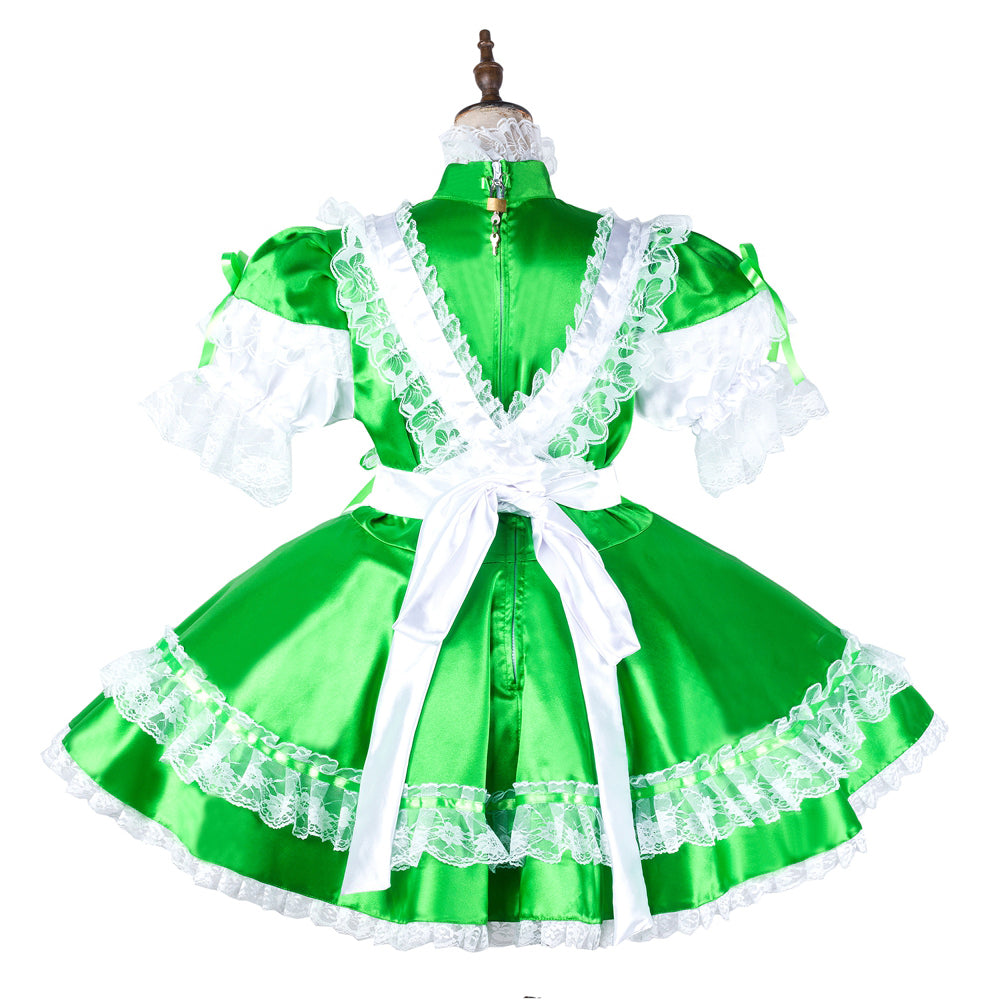 green satin dress G2040