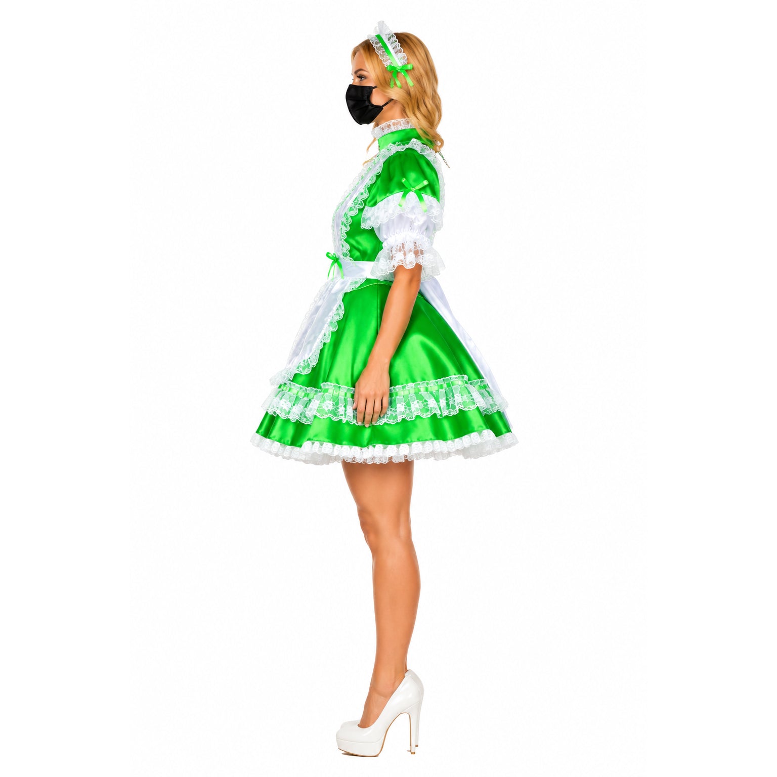green satin dress G2040