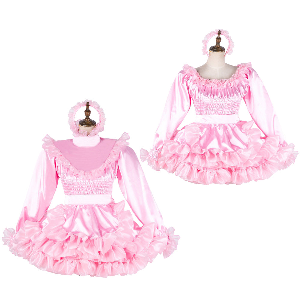 pink satin dress G2041