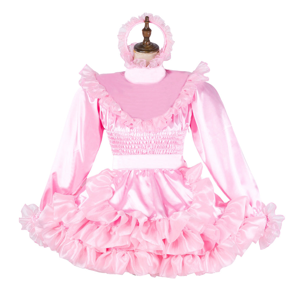 pink satin dress G2041