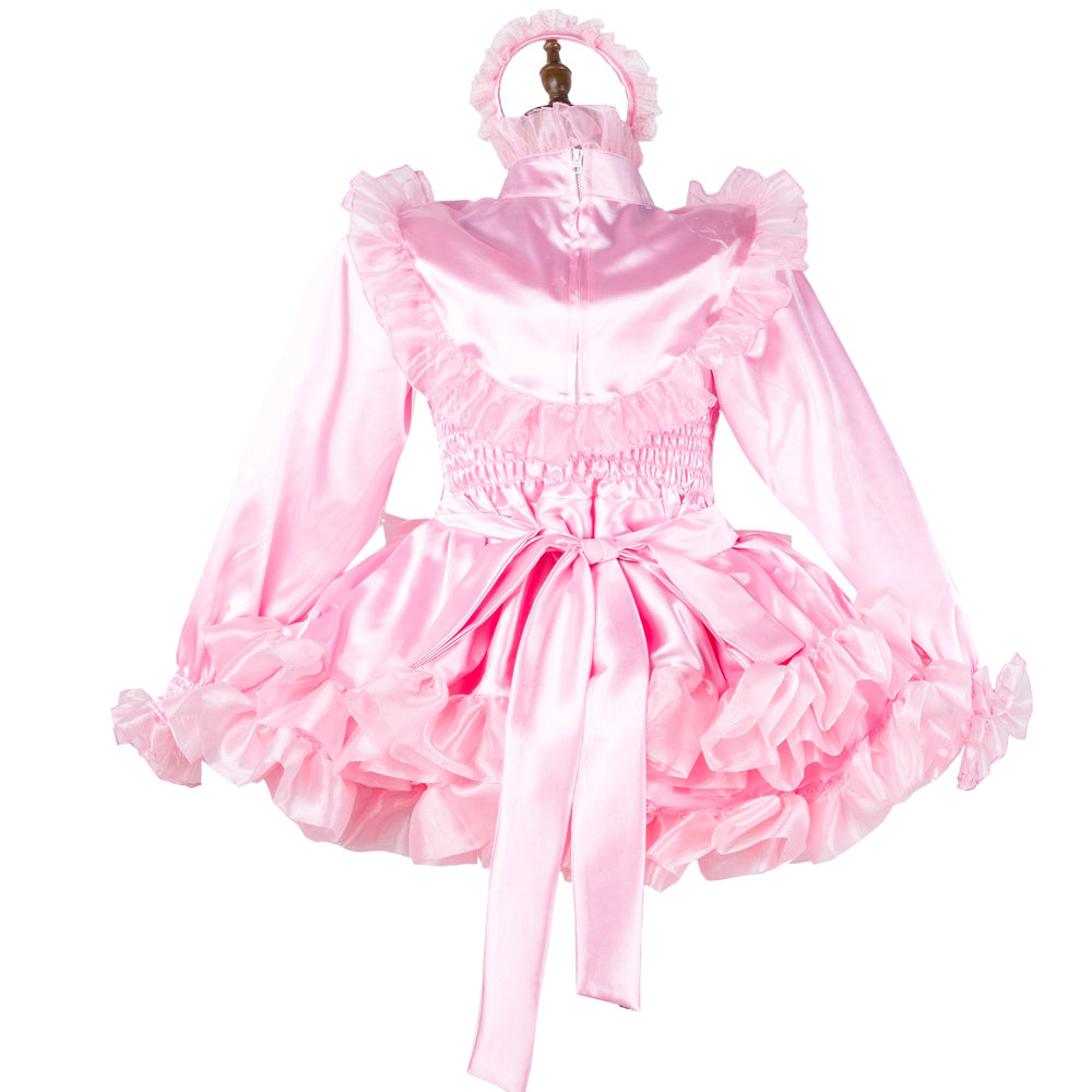 pink satin dress G2041