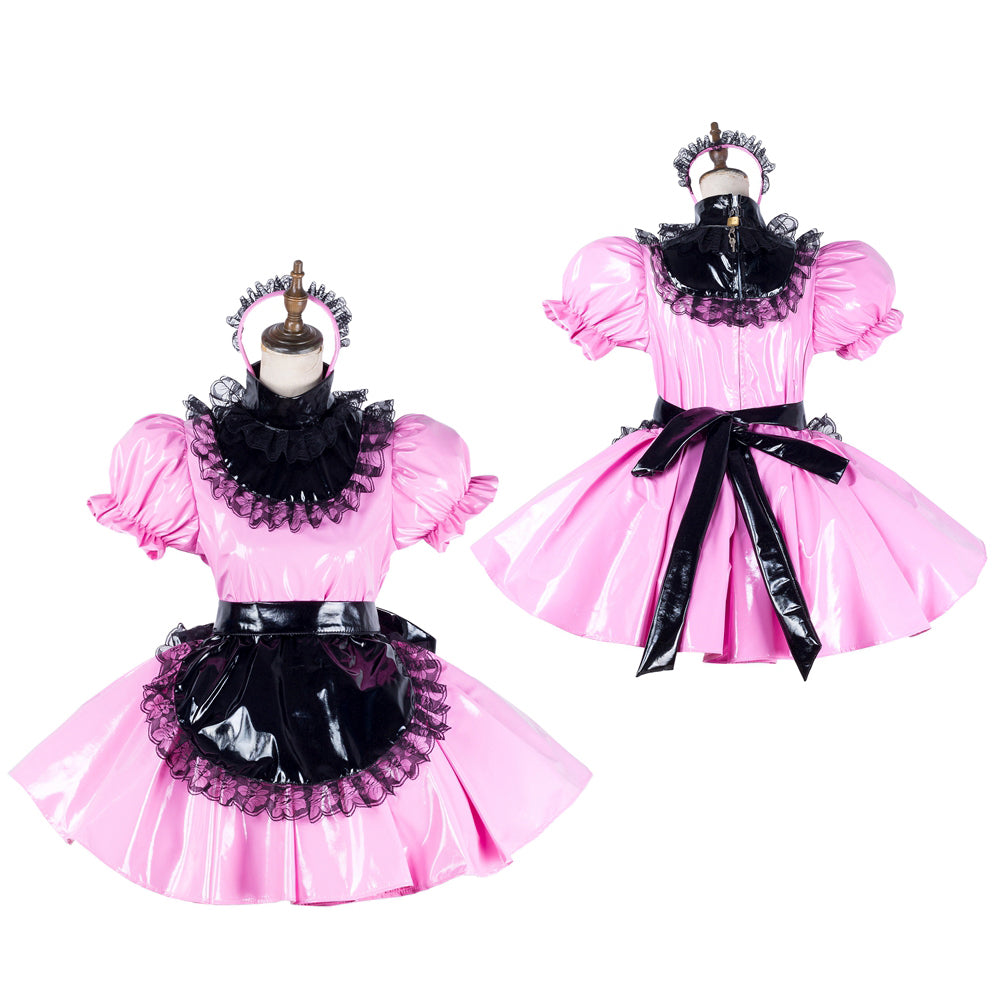 pink thin pvc dress G2042