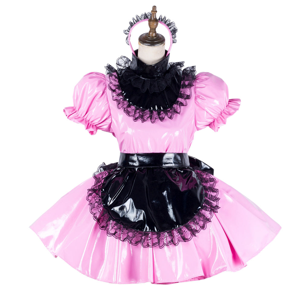pink thin pvc dress G2042