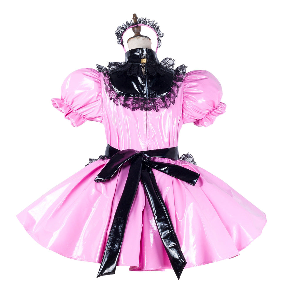 pink thin pvc dress G2042