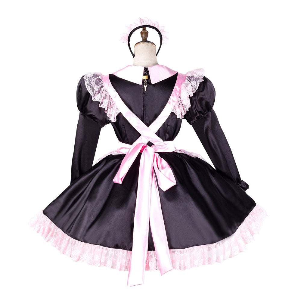 black satin dress G2043