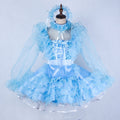 baby blue satin organza dress G2044