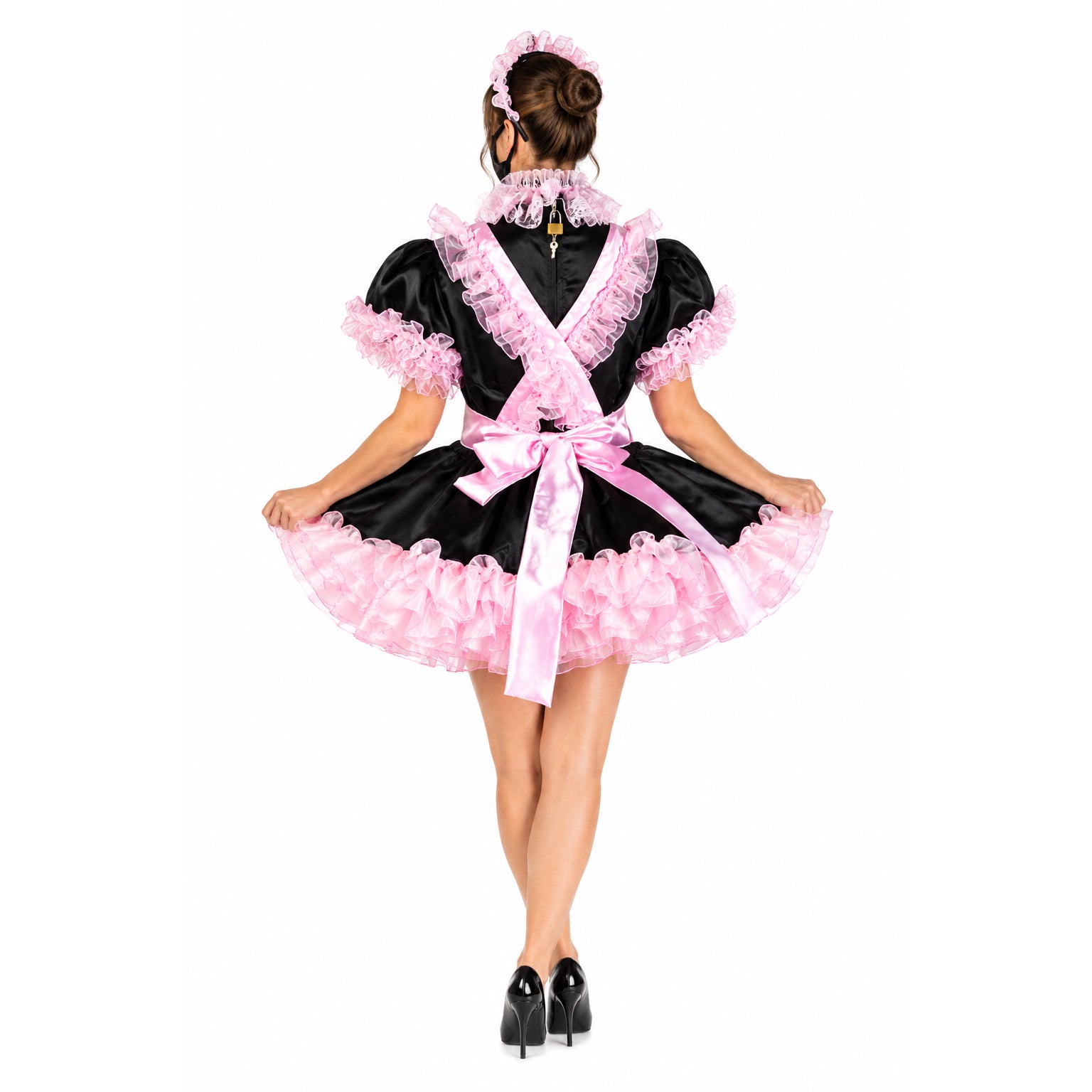 black satin dress G2045