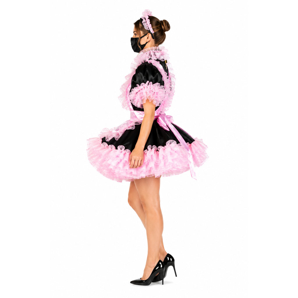 black satin dress G2045