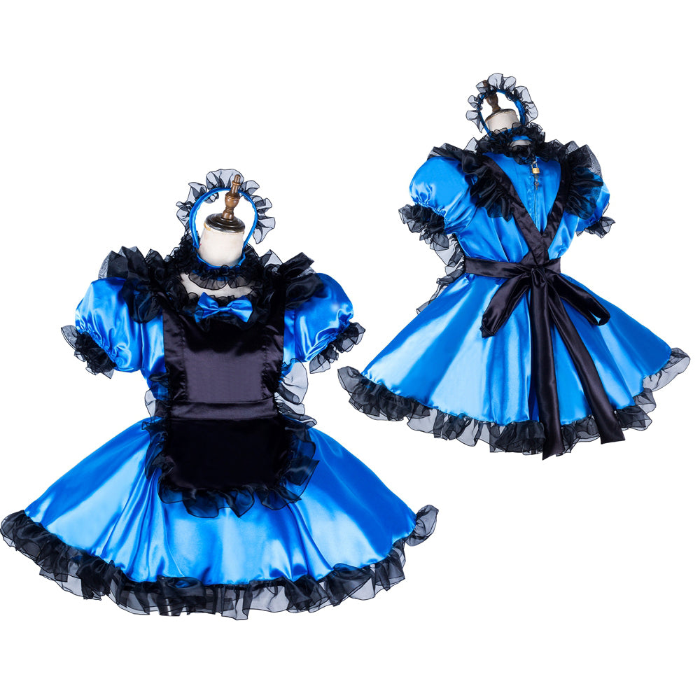 blue satin dress G2046