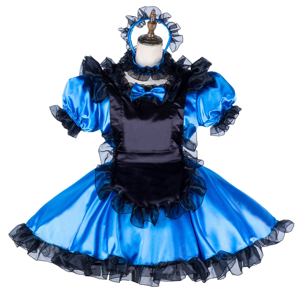 blue satin dress G2046