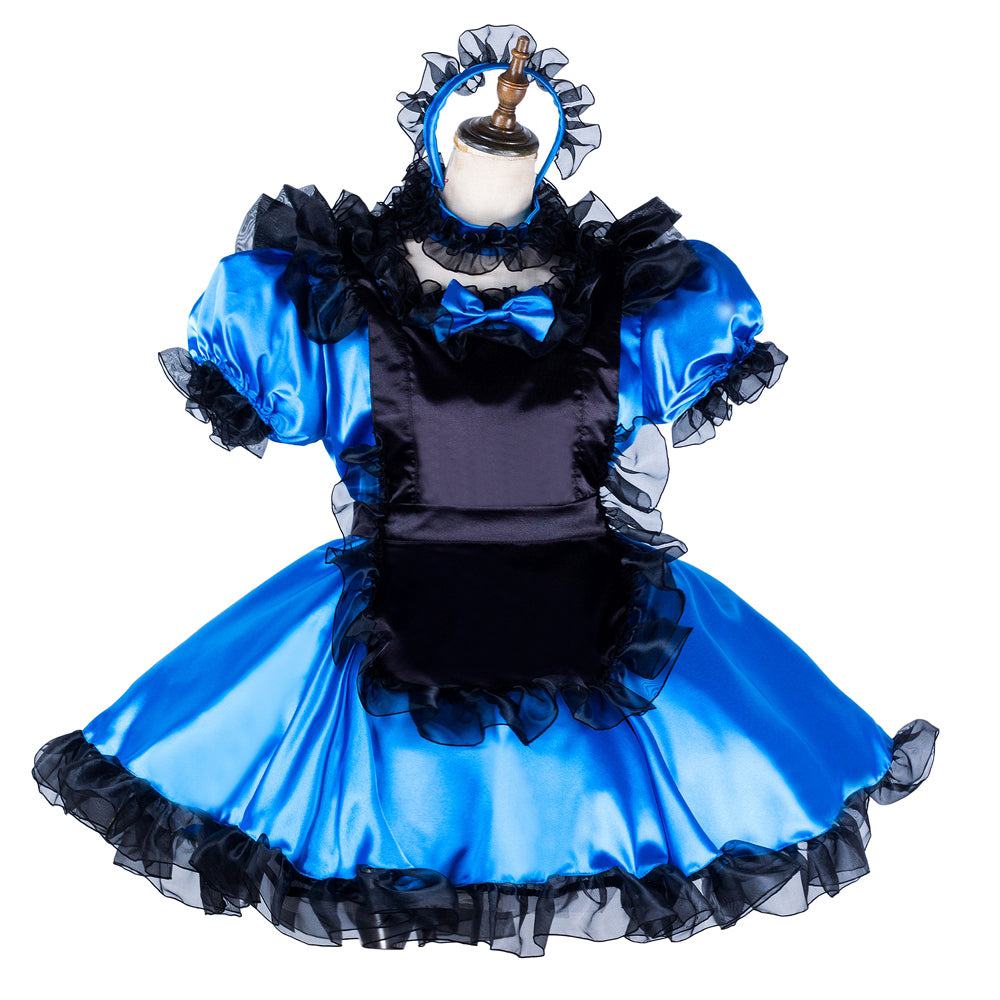 blue satin dress G2046