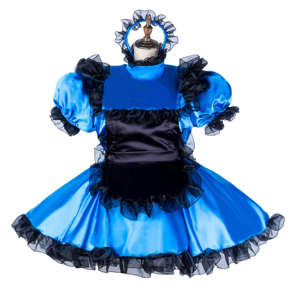 blue satin dress G2046