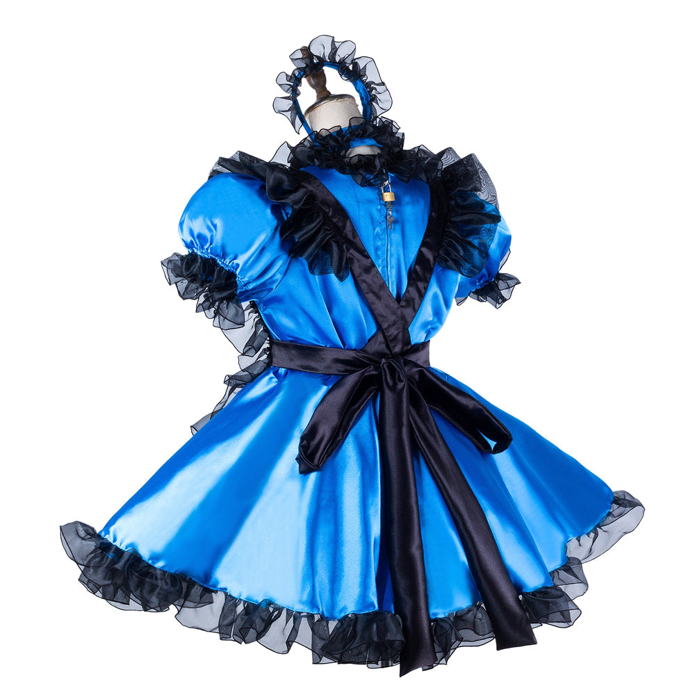 blue satin dress G2046