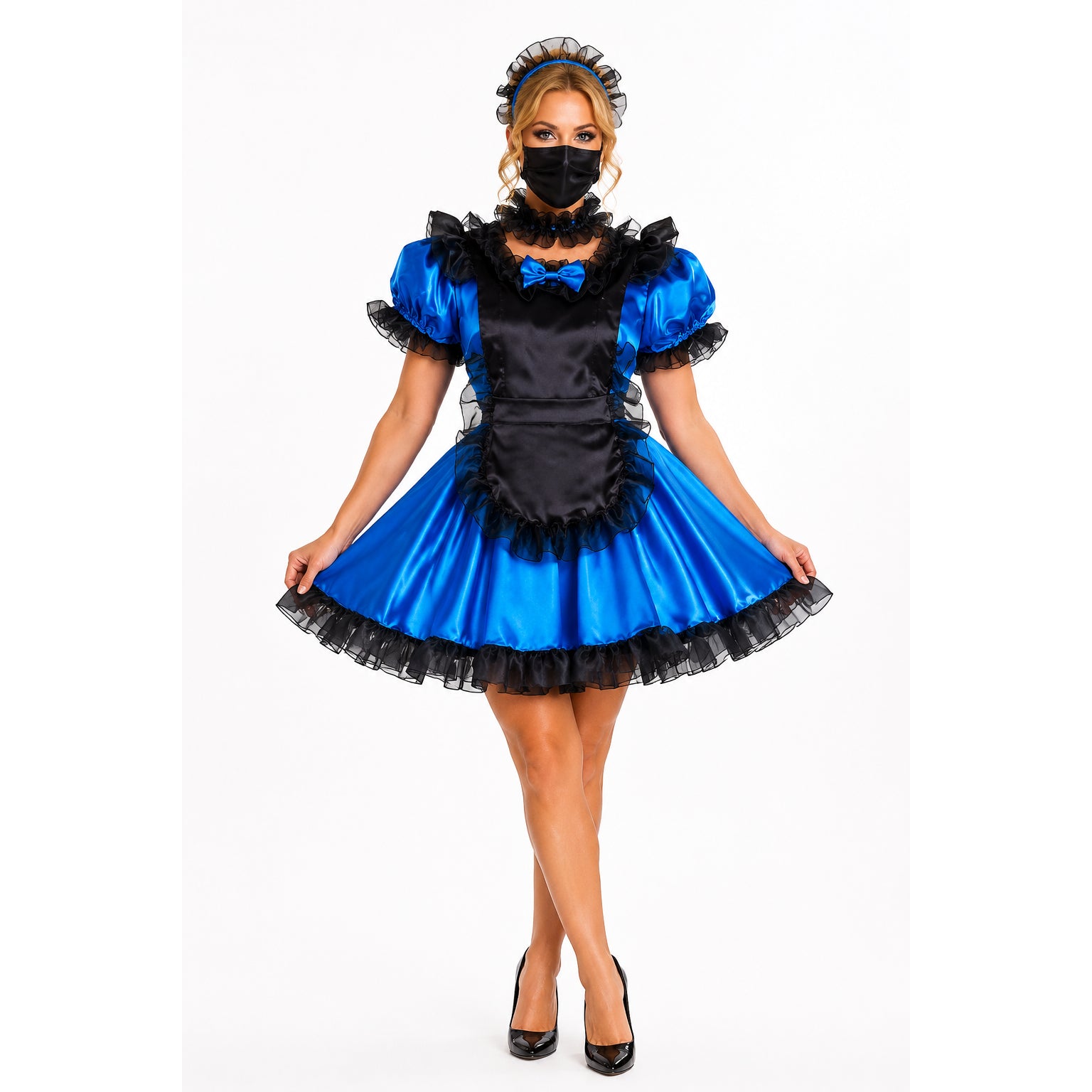 blue satin dress G2046