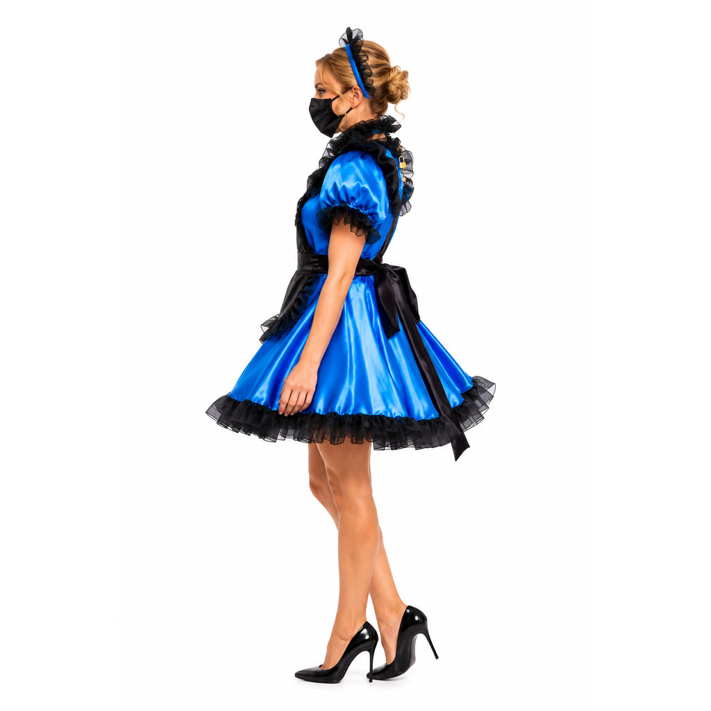 blue satin dress G2046