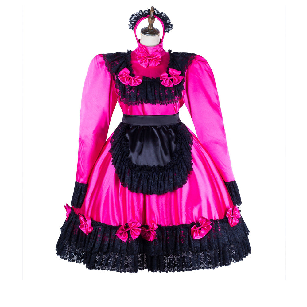 hot pink satin dress G2050