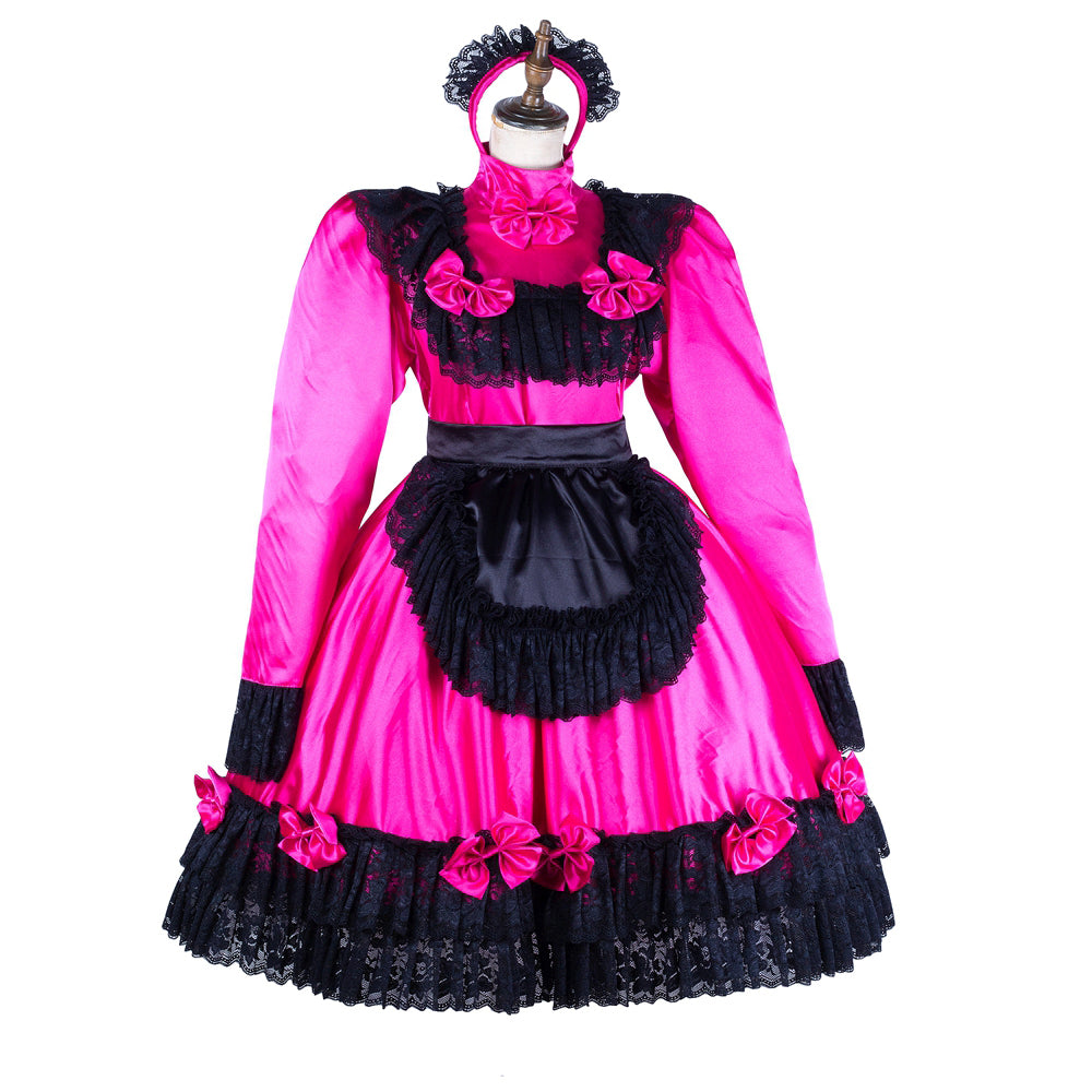 hot pink satin dress G2050