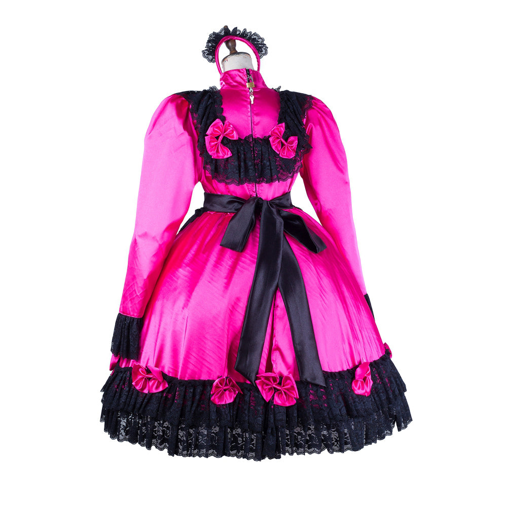 hot pink satin dress G2050
