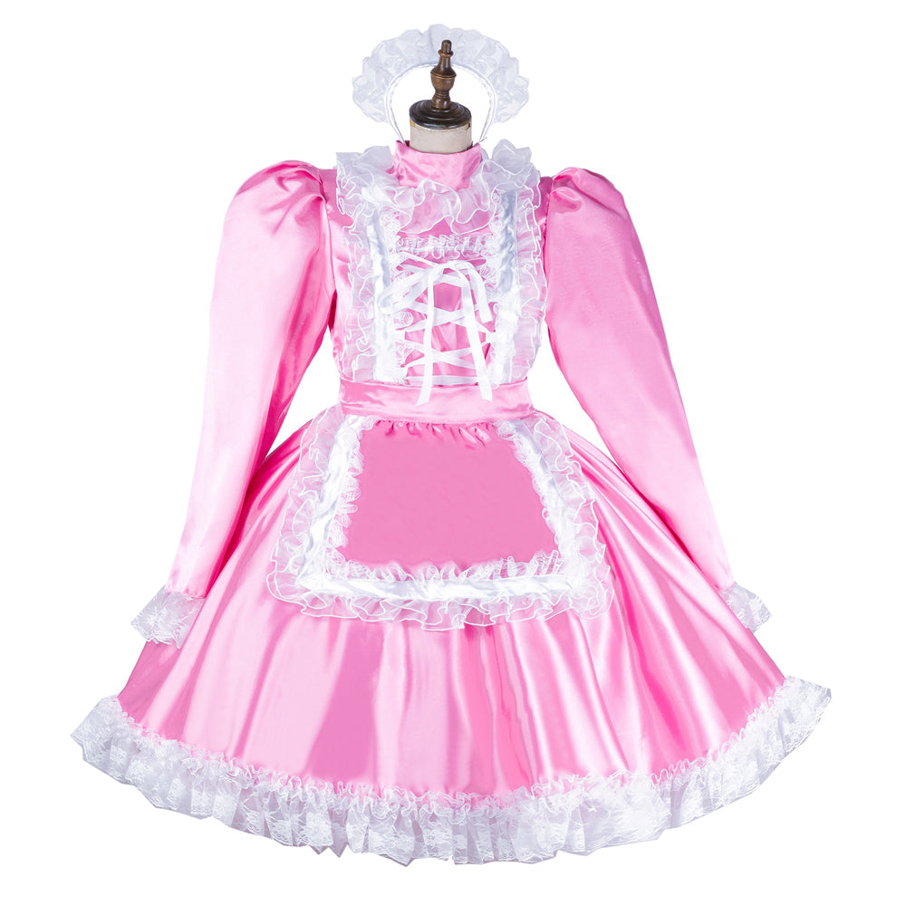 pink satin dress G2051