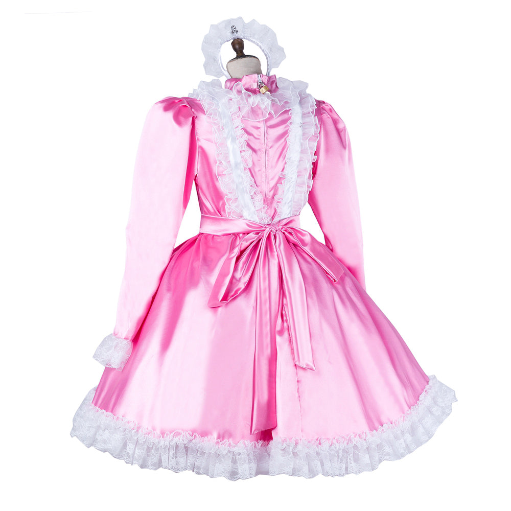 pink satin dress G2051