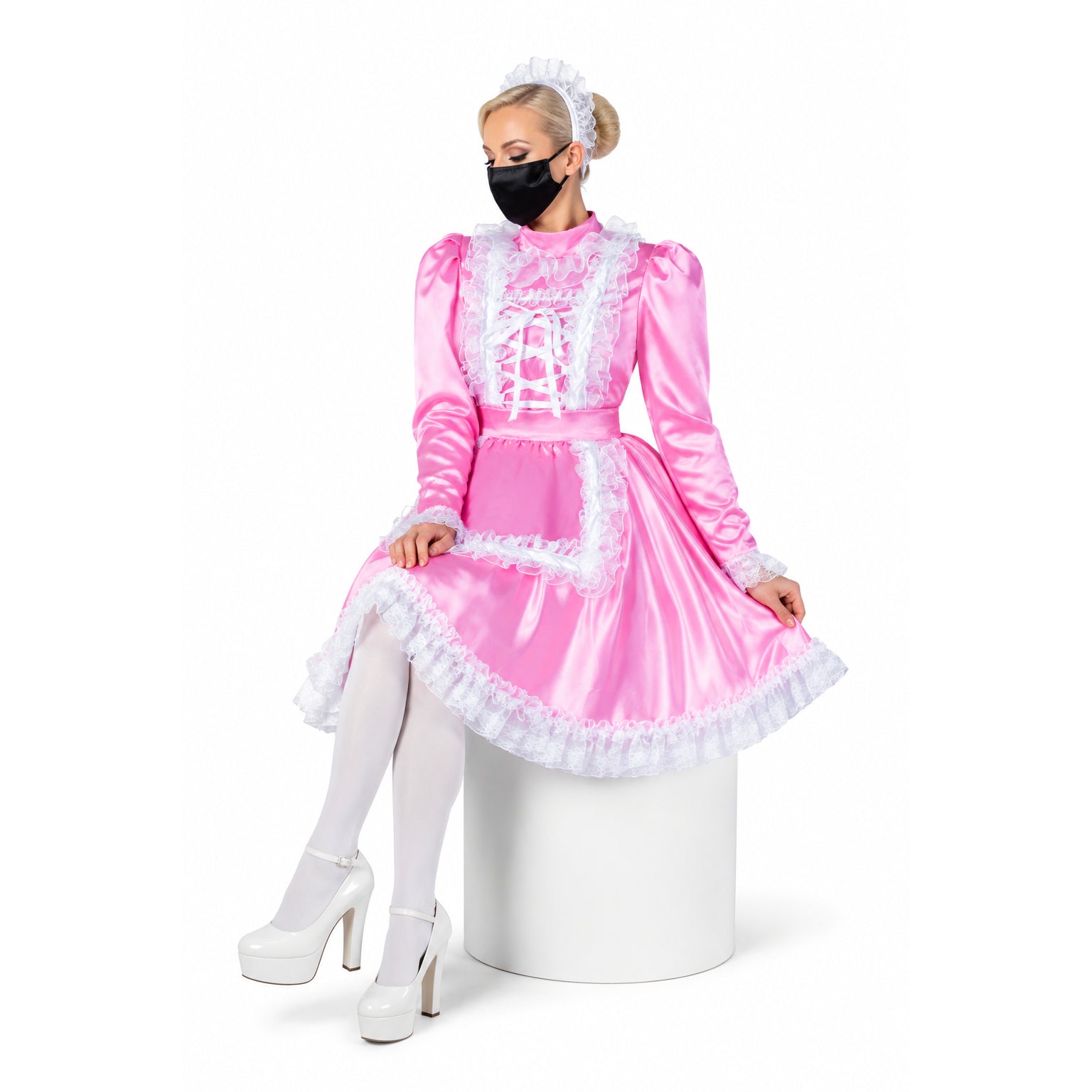 pink satin dress G2051