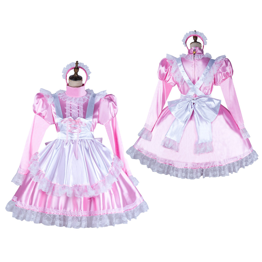 pink satin dress G2052